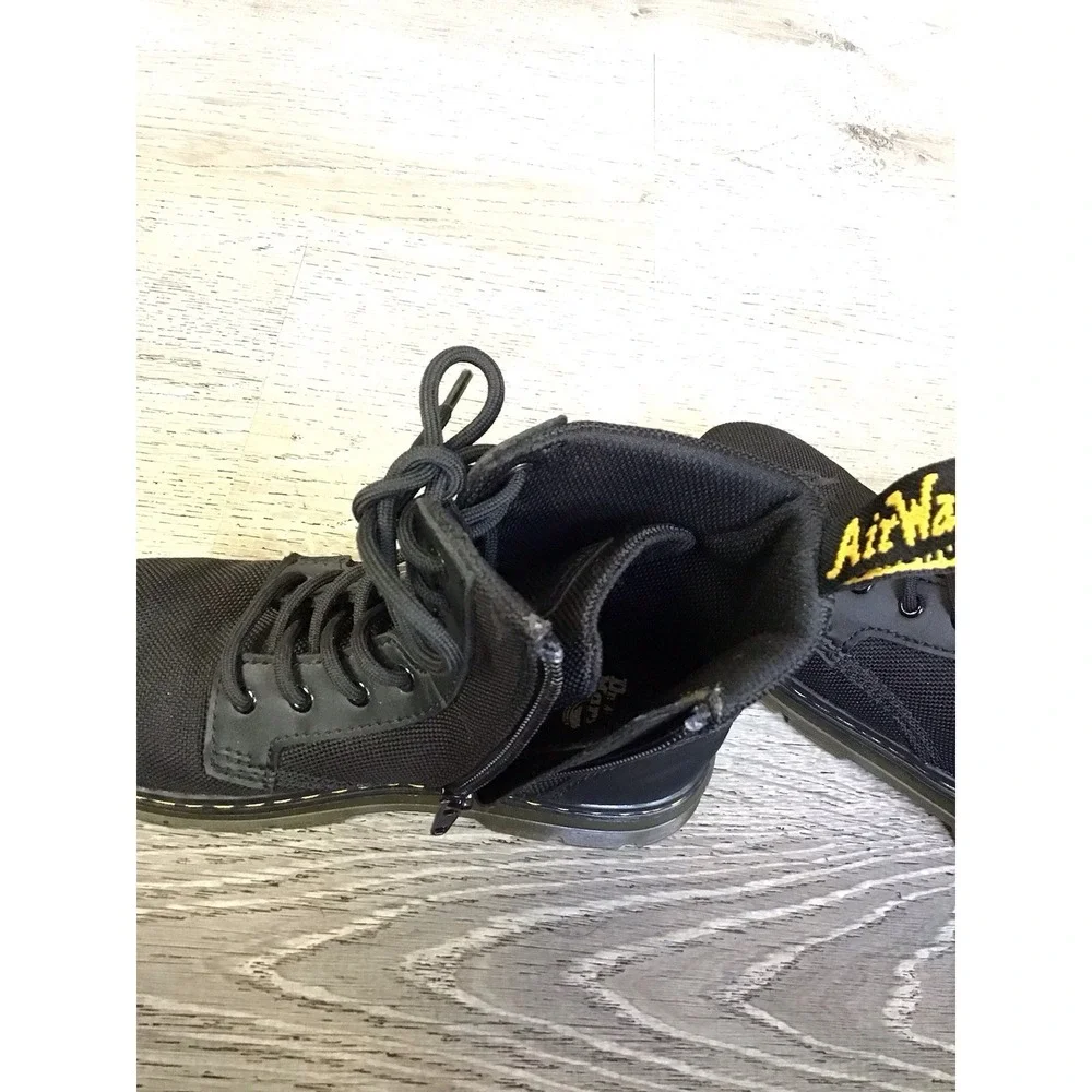 Doc Dr Martens Boots Combs J Combat Lace Up Black Canvas Zip Youth Kids Size 2